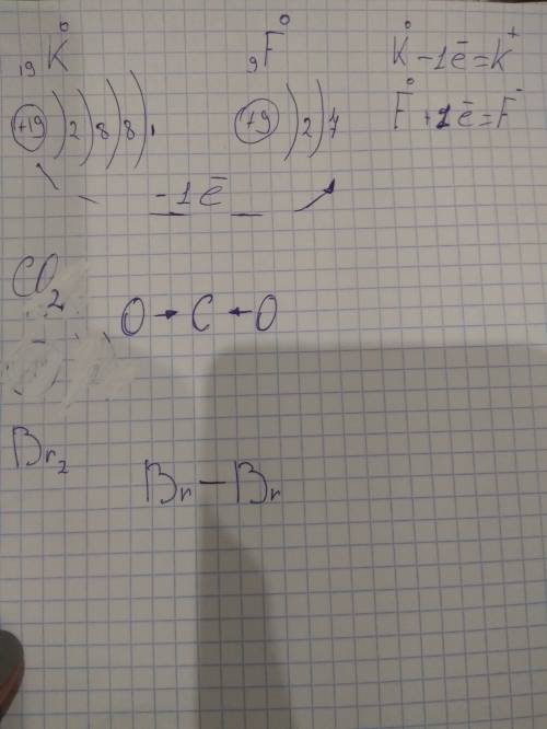 Kf - ионная co2 - ковалентная неполярная br2 - ковалентная полярная укажете направление электронов