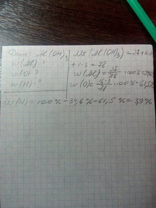 Найдите массовую долю элементов соединений: w(э): 1)al(on); 2)na3po4; 3)cacl2; 4)pb3o4