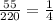 \frac{55}{220} = \frac{1}{4}