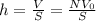 h = \frac{V}{S} = \frac{NV_0}{S}