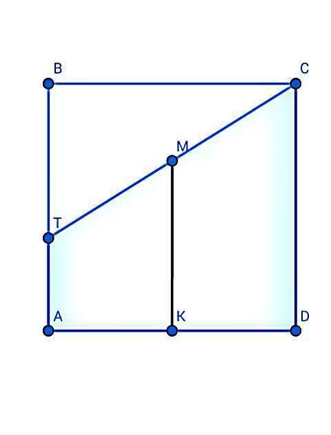 Четырехугольник abcd - квадрат, длина которого равна 8 см. точка t - внутренняя точка отрезка ab. дл
