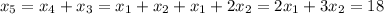 x_{5}=x_{4}+ x_{3}=x_{1}+ x_{2}+x_{1}+ 2x_{2}=2x_{1}+ 3x_{2}=18