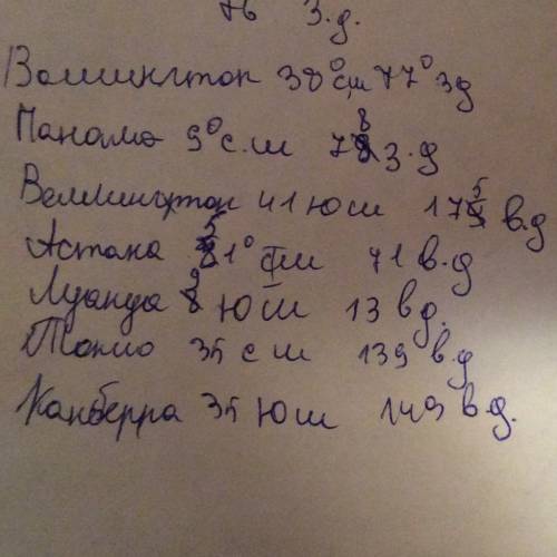 Напишите 5 координатов городов (любые) по южной и северной ширинах, долготах. пример: г. киев - 51*