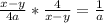 \frac{x-y}{4a}* \frac{4}{x-y} = \frac{1}{a}