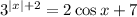 3^{|x|+2}=2\cos x+7