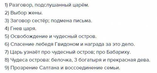 Оцаре салтана восстанови последовательность событий в сказке и перескажы ее.