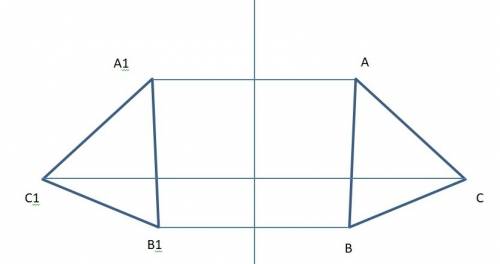 Построить треугольник а1 в1 с1 симметричный треугольнику авс относительно прямой »l«