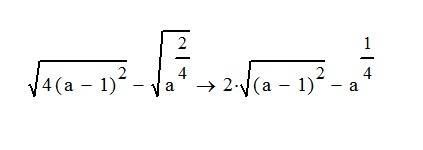 Под корнем квадратным 4(а-1)^2 минус под корнем квадратным а^2/4 ^этот знак обозначает степень /этот