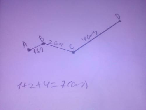 Начертить ломаную авсd, так чтобы отрезок cd был больше отрезка ab в 4 раза, а bc больше ab в 2 раза