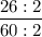 \displaystyle\frac{26:2}{60:2}