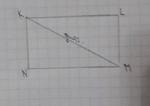 Начерти прямоугольник klmn проведи диагональ км