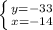 \left \{ {{y=-33} \atop {x=-14}} \right.