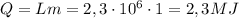 Q=Lm=2,3\cdot 10^6\cdot 1=2,3MJ