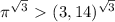 \pi ^{ \sqrt{3}}\ \textgreater \ (3,14)^{ \sqrt{3}} \\\\