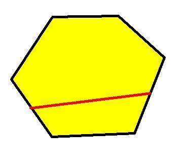 Можно ли разбить шестиугольник прямой линией на четырёхугольник и шестиугольник.