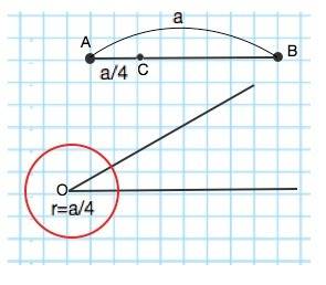 (с рисунком) дан неразвернутый угол и отрезок. постойте все точки,удаленные от вершины угла на расст