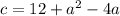 c=12+a^2-4a