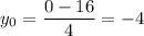 y_0= \dfrac{0-16}{4}=-4