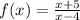 f(x)= \frac{x+5}{x-4} &#10;