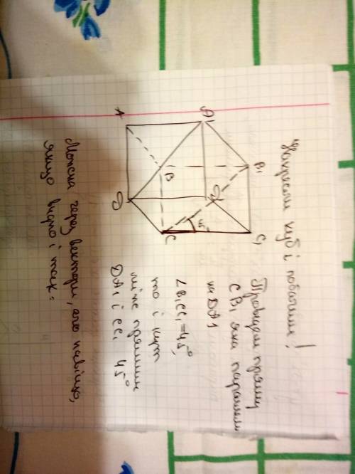Іть, будь ласка! це легко, та я не розумію. дано куб abcda1b1c1d1. знайти градусну міру кута між мим