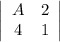 \left|\begin{array}{ccc}A&2\\4&1\end{array}\right|