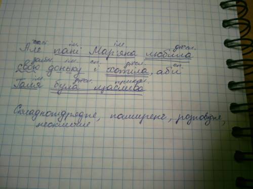Зробити синтаксичний розбір речення: але пані мар'яна любила свою доньку і хотіла, аби галя була щас