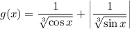 g(x)=\dfrac1{\sqrt[3]{\cos x}}+\left|\dfrac1{\sqrt[3]{\sin x}}\right|