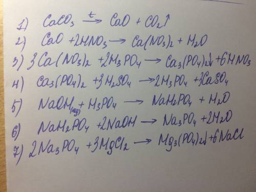 Превращения: карбонат са→ оксид са → нитрат са → фосфат са → фосфорная кислота → кислый фосфат натри