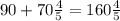 90+70 \frac{4}{5}=160 \frac{4}{5}