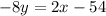 -8y=2x-54