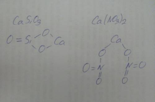 Изобразите формулы в структурном виде: 1. mgsio₃ 2. ca(no₃)₂ 2. определите электронную природу ковал