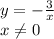 y=- \frac{3}{x} \\ x \neq 0 \\