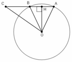 Из точки c, лежащей снаружи окружности с центром o, провели луч, который пересёк эту окружность в то