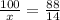 \frac{100}{x}=\frac{88}{14}