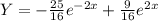 Y=- \frac{25}{16}e^{-2x}+\frac{9}{16}e^{2x}