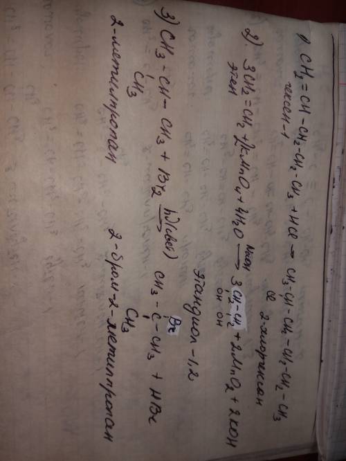 1. закончите уравнения, назовите продукты реакции ( могут быть даны реакции не только с алкенами, но
