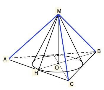 )вокруг конуса с радиусом основания 10 см, высота 24 см. описаны правильно треугольную пирамиду. най