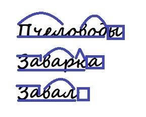 Разбери слова по составу пчелаводы , заварка , завал.