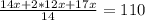 \frac{14x+2*12x+17x}{14} =110