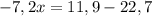 -7,2x=11,9-22,7