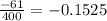 \frac{ - 61}{400} = - 0.1525