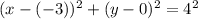 (x-(-3))^2+(y-0)^2=4^2