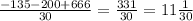 \frac{-135-200+666}{30} = \frac{331}{30} =11 \frac{1}{30}