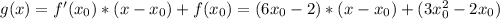 g(x)=f'(x_0)*(x-x_0)+f(x_0)=(6x_0-2)*(x-x_0)+(3x_0^2-2x_0)