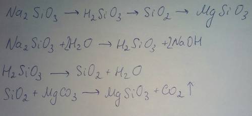 7. запишіть рівняння реакції для здійснення перетворень: na2sio3h2sio3sio2mgsio3 будь ласка, іть