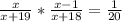 \frac{x}{x+19} * \frac{x-1}{x+18} = \frac{1}{20}