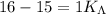 16-15=1K_\Lambda