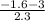 \frac{-1.6-3}{2.3}