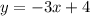 y = - 3 x + 4