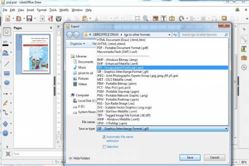 Вкакой формат libreoffice draw позволяет экспортировать файлы?